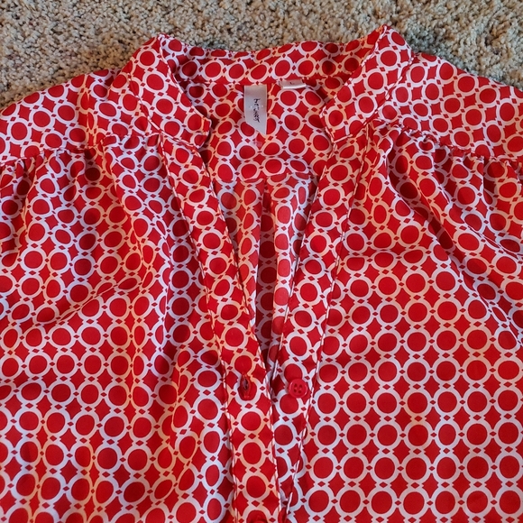 Tacera red and white dot shirt. - Picture 3 of 11